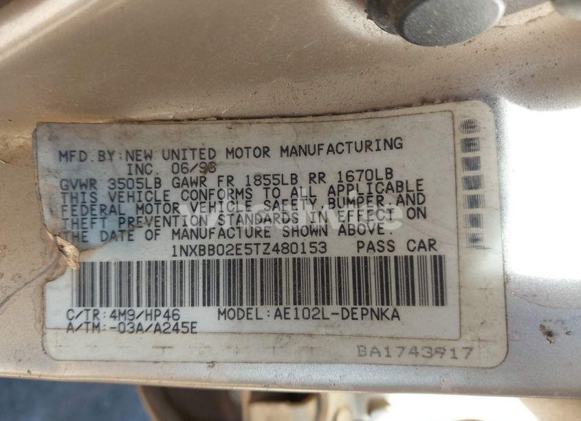 Photo 9 of 1996 Toyota Corolla DX (VIN 1NXBB02E5TZ480153)