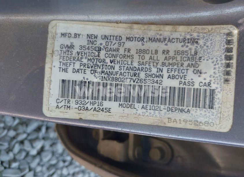 Photo 9 of 1997 Toyota Corolla DX (VIN 1NXBB02E7VZ658342)