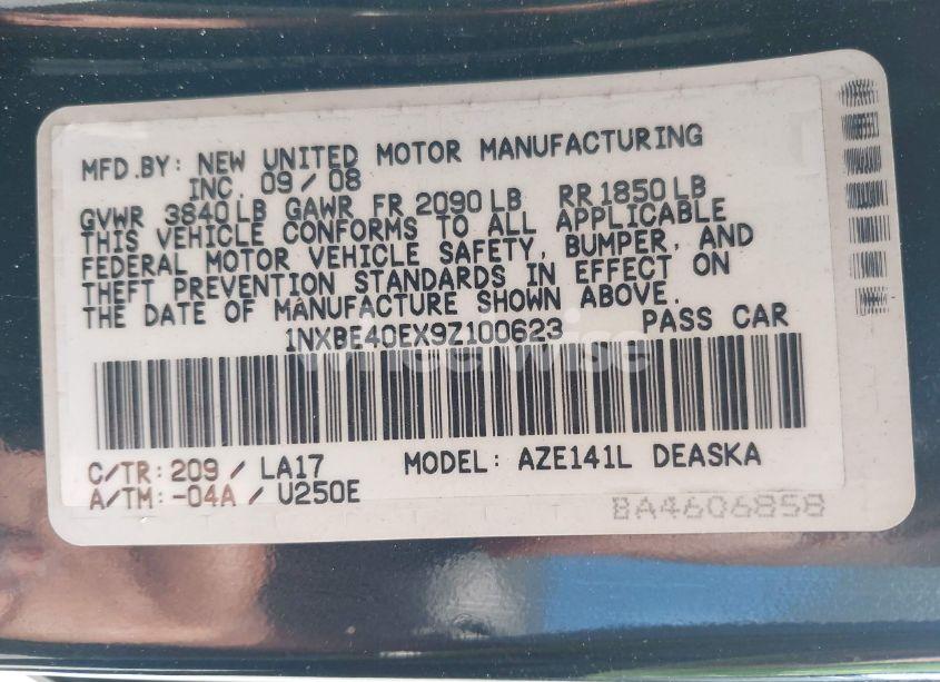 Photo 9 of 2009 Toyota Corolla XRS (VIN 1NXBE40EX9Z100623)