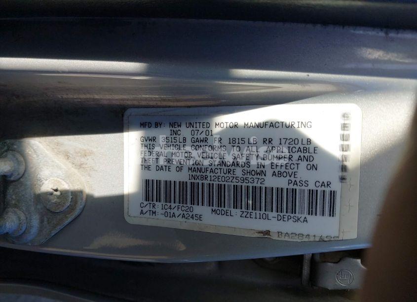Photo 9 of 2002 Toyota Corolla S (VIN 1NXBR12E02Z595372)