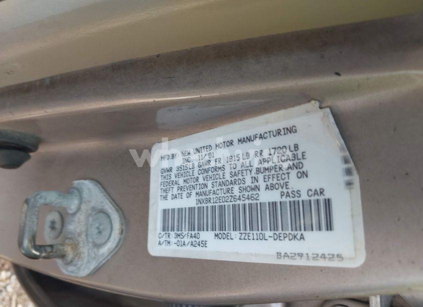 Photo 9 of 2002 Toyota Corolla LE (VIN 1NXBR12E02Z645462)