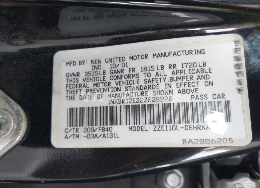 Photo 9 of 2002 Toyota Corolla CE (VIN 1NXBR12E22Z628226)