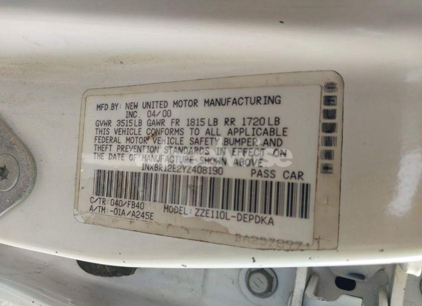 Photo 9 of 2000 Toyota Corolla CE (VIN 1NXBR12E2YZ408190)