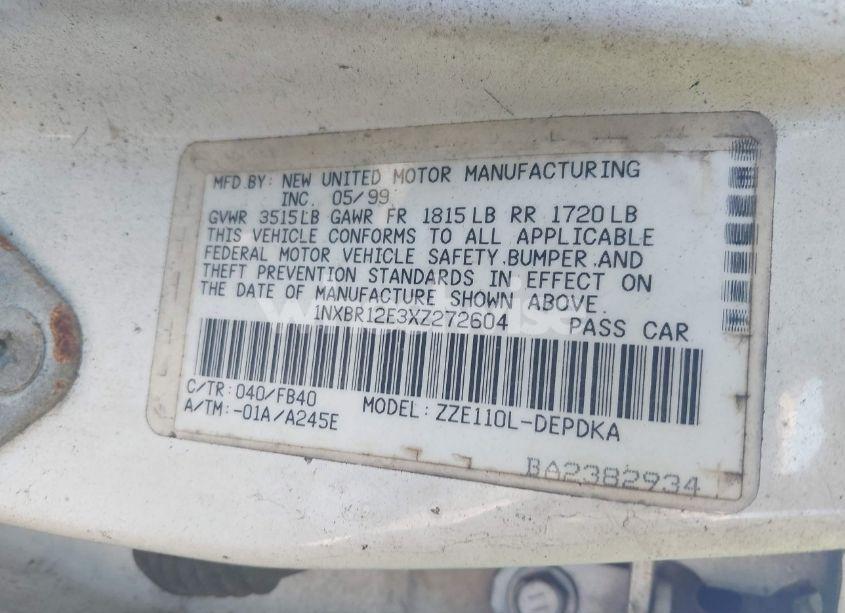 Photo 9 of 1999 Toyota Corolla CE (VIN 1NXBR12E3XZ272604)