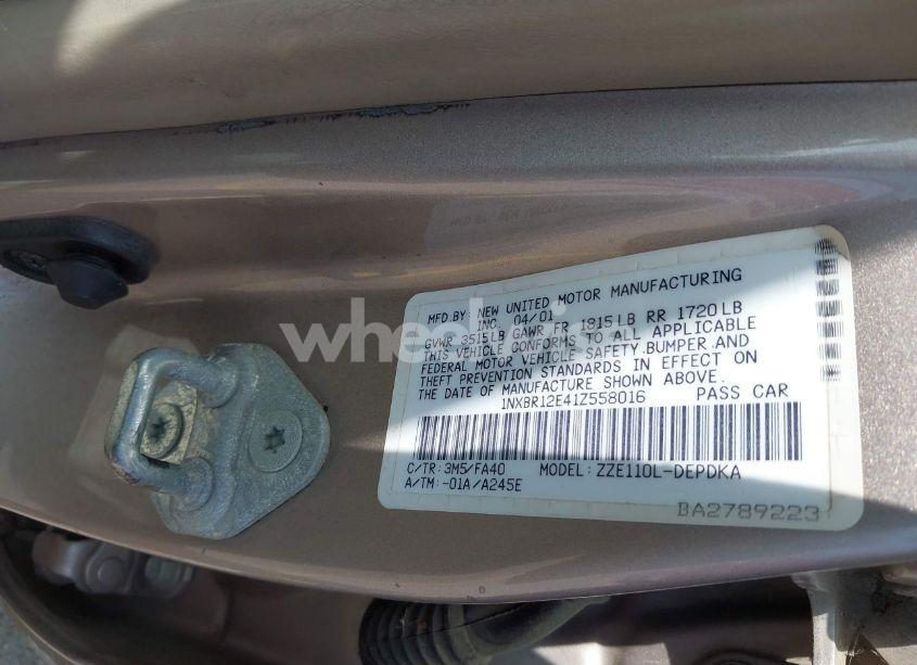 Photo 9 of 2001 Toyota Corolla LE (VIN 1NXBR12E41Z558016)