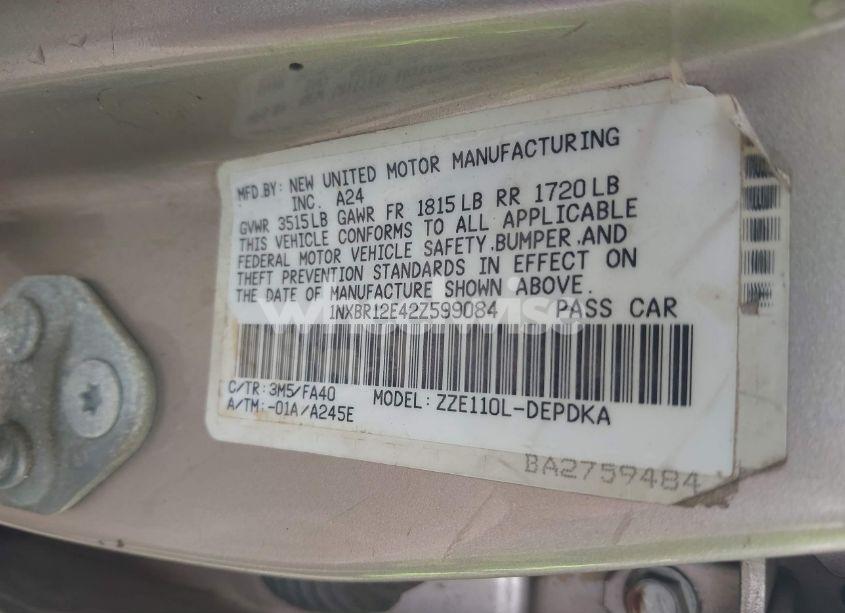 Photo 9 of 2002 Toyota Corolla LE (VIN 1NXBR12E42Z599084)