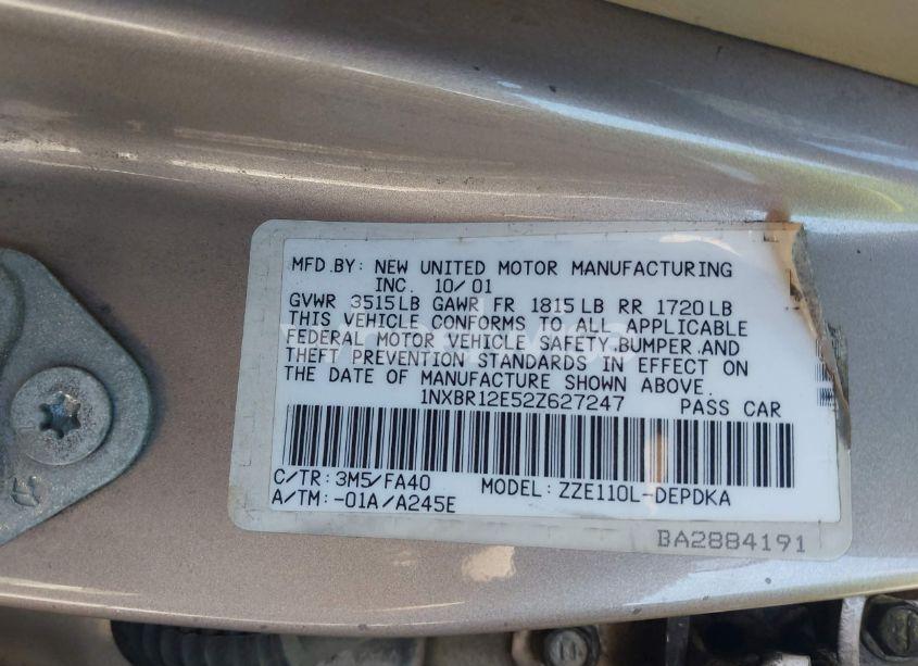 Photo 9 of 2002 Toyota Corolla LE (VIN 1NXBR12E52Z627247)