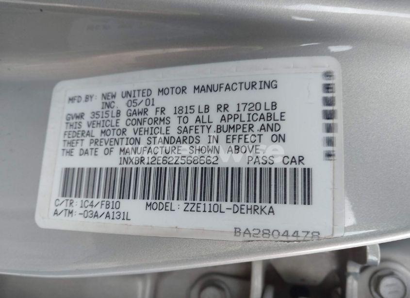 Photo 9 of 2002 Toyota Corolla CE (VIN 1NXBR12E62Z568662)