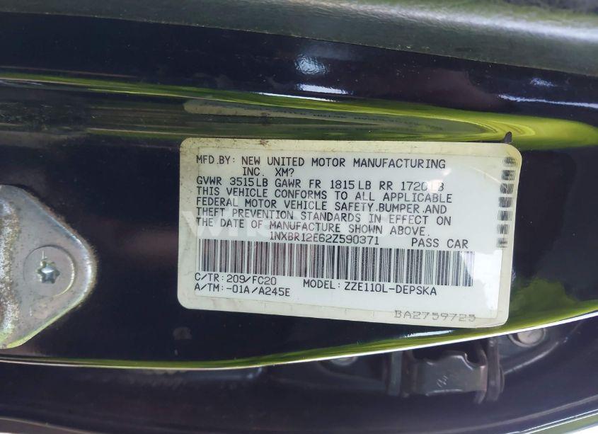 Photo 9 of 2002 Toyota Corolla S (VIN 1NXBR12E62Z590371)