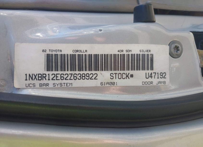 Photo 9 of 2002 Toyota Corolla LE (VIN 1NXBR12E62Z638922)