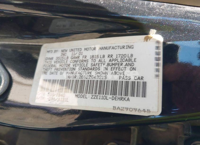 Photo 9 of 2002 Toyota Corolla CE (VIN 1NXBR12E62Z643215)