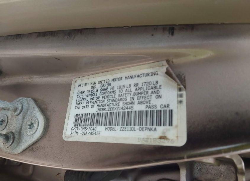 Photo 9 of 1999 Toyota Corolla LE (VIN 1NXBR12E6XZ142445)