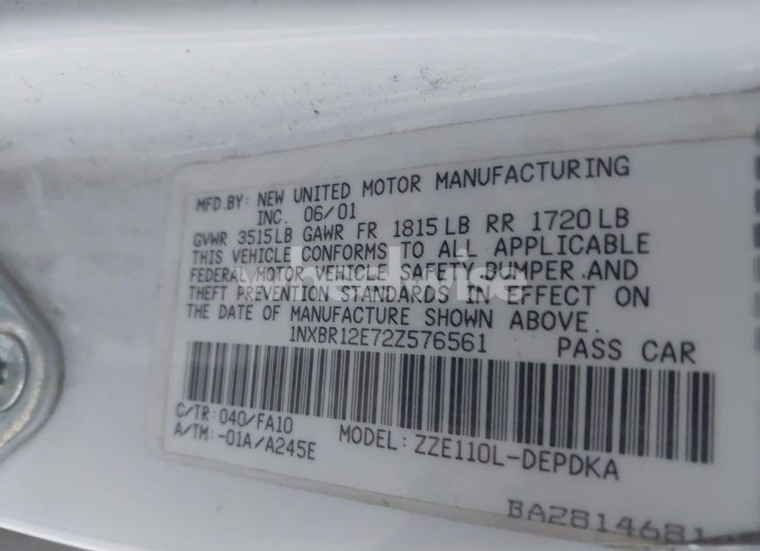 Photo 9 of 2002 Toyota Corolla LE (VIN 1NXBR12E72Z576561)