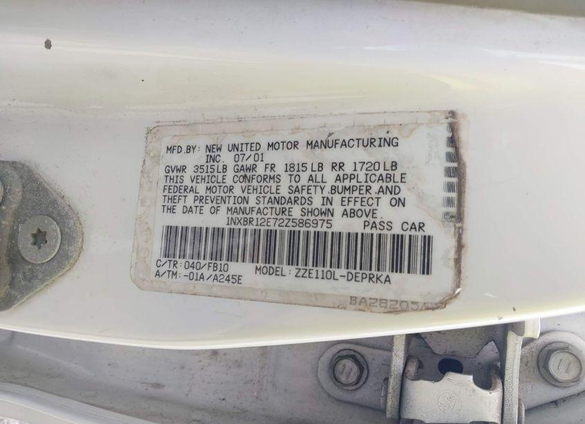 Photo 9 of 2002 Toyota Corolla CE (VIN 1NXBR12E72Z586975)