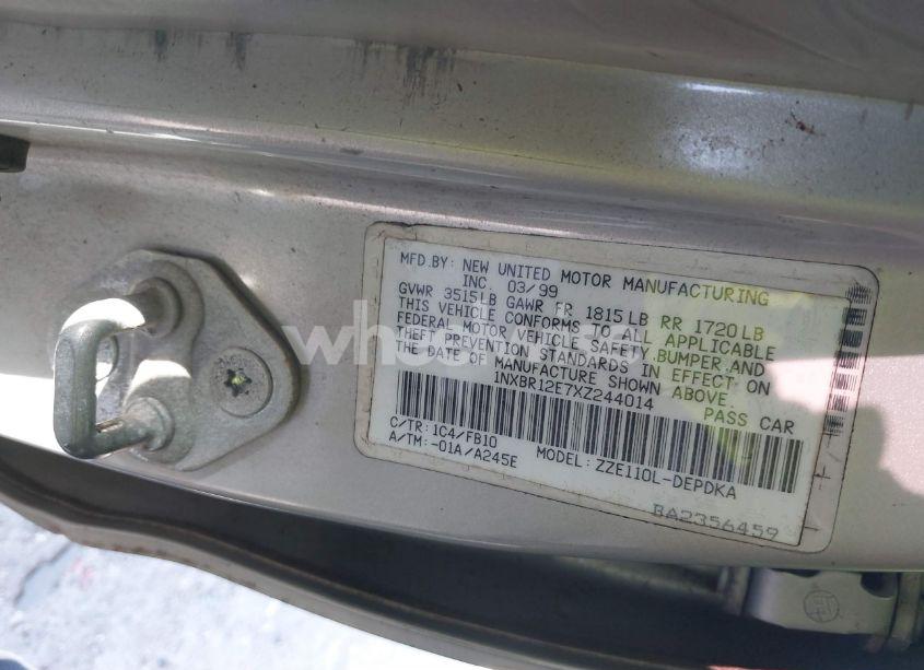 Photo 9 of 1999 Toyota Corolla CE (VIN 1NXBR12E7XZ244014)