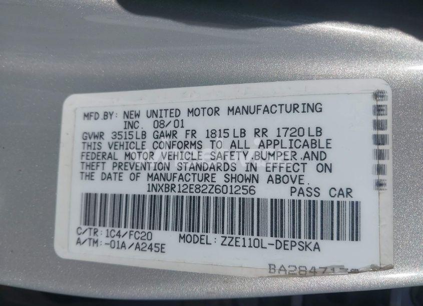 Photo 9 of 2002 Toyota Corolla S (VIN 1NXBR12E82Z601256)