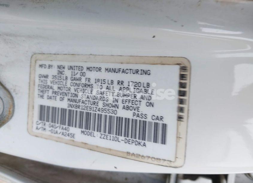 Photo 9 of 2001 Toyota Corolla LE (VIN 1NXBR12E91Z495530)