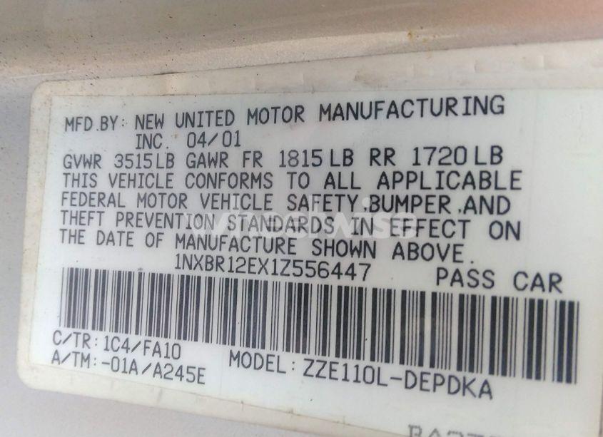 Photo 9 of 2001 Toyota Corolla LE (VIN 1NXBR12EX1Z556447)