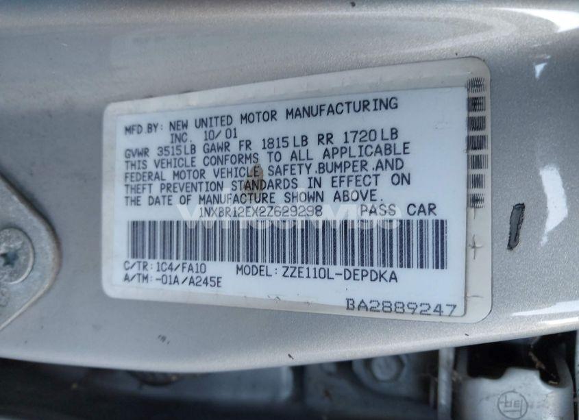 Photo 9 of 2002 Toyota Corolla LE (VIN 1NXBR12EX2Z629298)