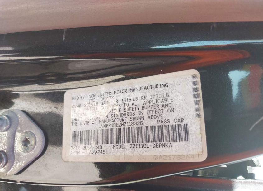 Photo 9 of 1998 Toyota Corolla LE (VIN 1NXBR18E2WZ118326)