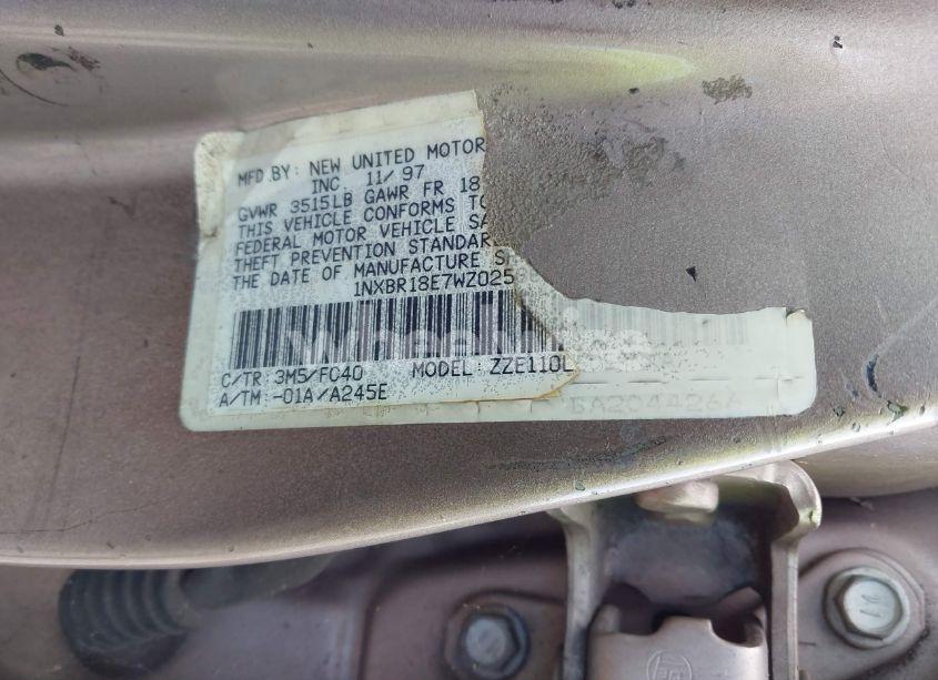 Photo 9 of 1998 Toyota Corolla LE (VIN 1NXBR18E7WZ025866)