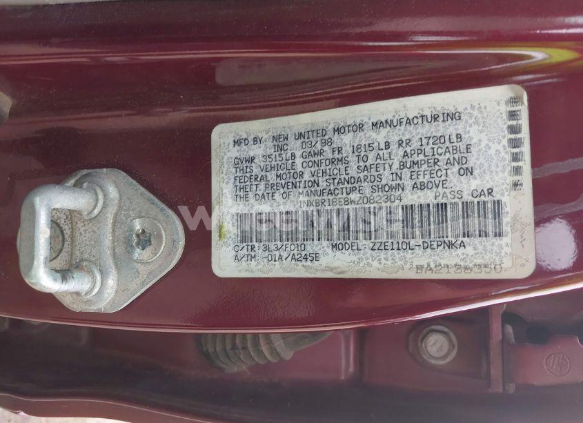 Photo 9 of 1998 Toyota Corolla LE (VIN 1NXBR18E8WZ082304)