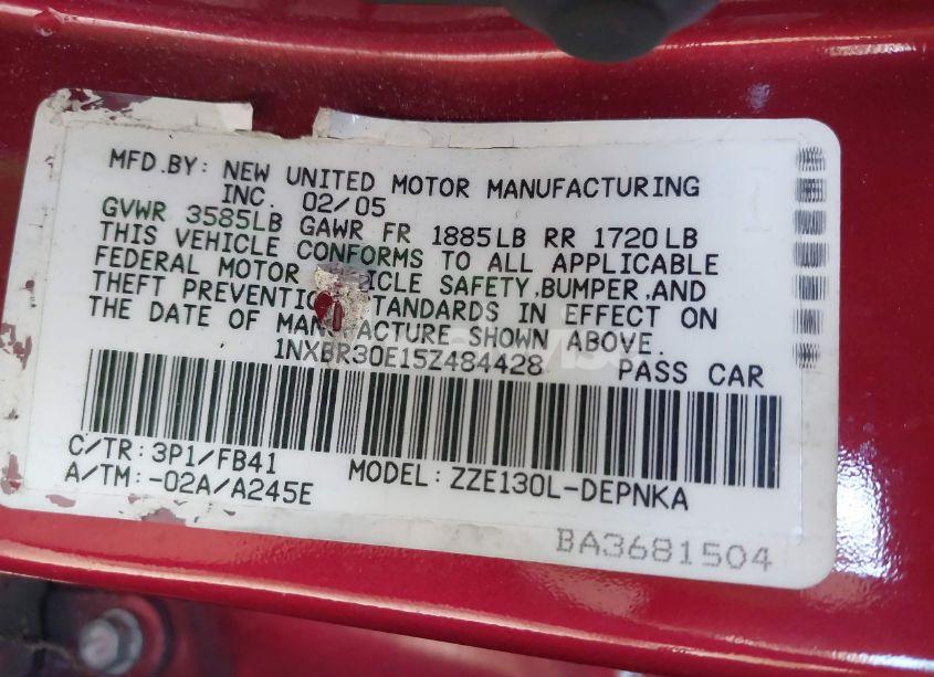 Photo 9 of 2005 Toyota Corolla LE (VIN 1NXBR30E15Z484428)