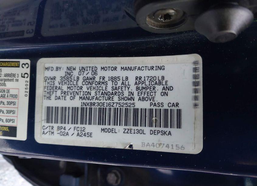 Photo 9 of 2006 Toyota Corolla S (VIN 1NXBR30E16Z752525)