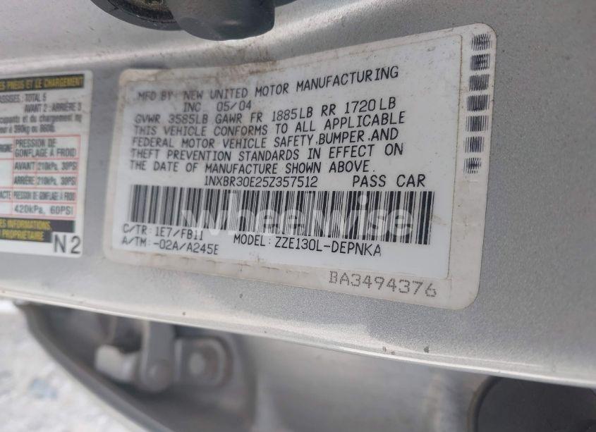 Photo 9 of 2005 Toyota Corolla LE (VIN 1NXBR30E25Z357512)