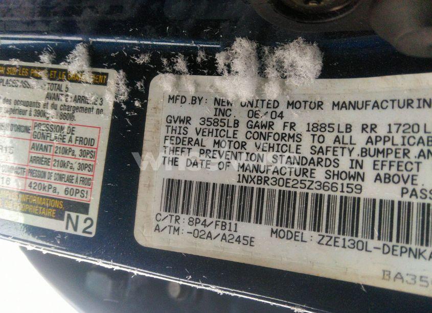 Photo 9 of 2005 Toyota Corolla LE (VIN 1NXBR30E25Z366159)