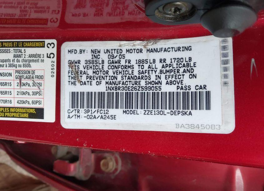 Photo 9 of 2006 Toyota Corolla S (VIN 1NXBR30E26Z599055)