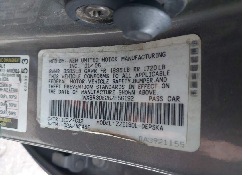 Photo 9 of 2006 Toyota Corolla S (VIN 1NXBR30E26Z656192)