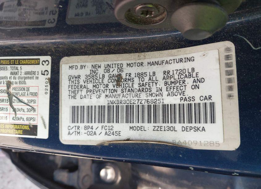 Photo 9 of 2007 Toyota Corolla S (VIN 1NXBR30E27Z768251)