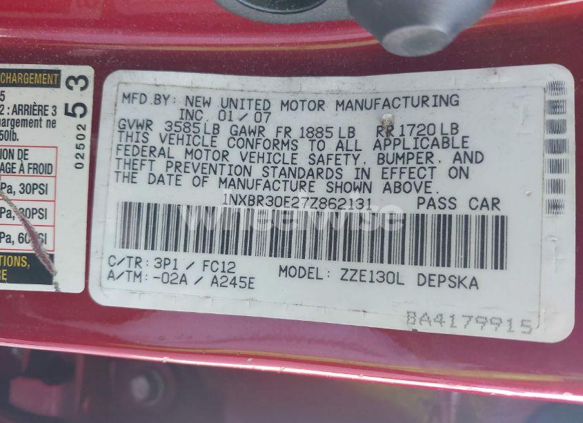 Photo 9 of 2007 Toyota Corolla S (VIN 1NXBR30E27Z862131)