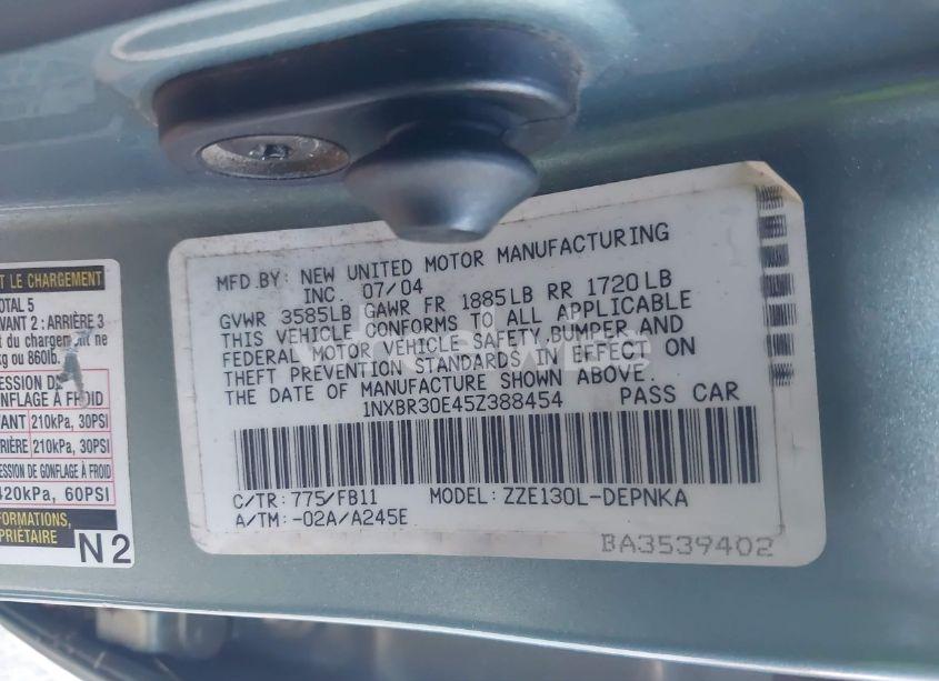 Photo 9 of 2005 Toyota Corolla LE (VIN 1NXBR30E45Z388454)