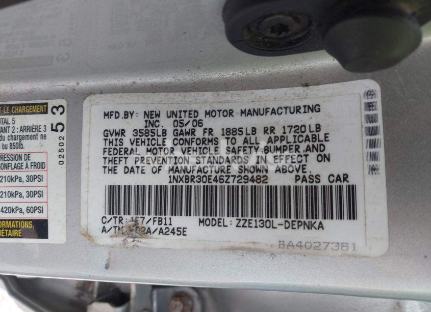 Photo 9 of 2006 Toyota Corolla CE/LE/S (VIN 1NXBR30E46Z729482)