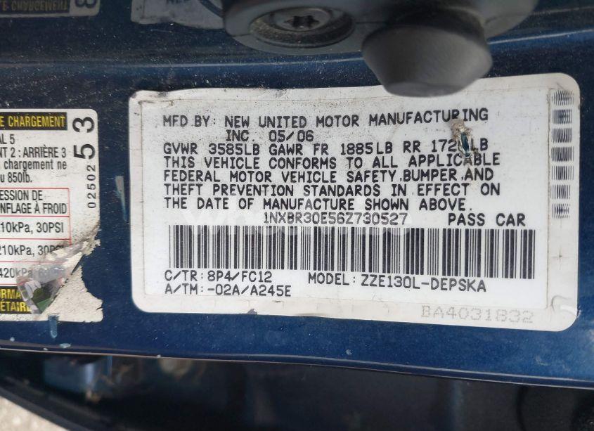 Photo 9 of 2006 Toyota Corolla S (VIN 1NXBR30E56Z730527)