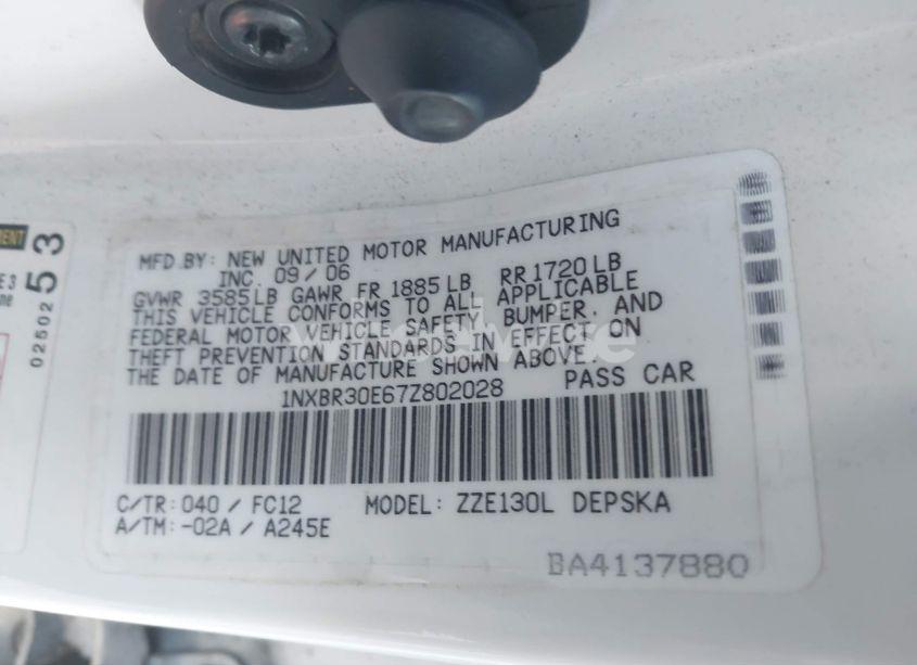 Photo 9 of 2007 Toyota Corolla S (VIN 1NXBR30E67Z802028)