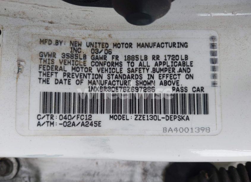 Photo 9 of 2006 Toyota Corolla S (VIN 1NXBR30E76Z697286)