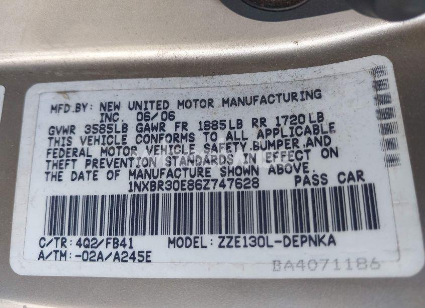 Photo 9 of 2006 Toyota Corolla LE (VIN 1NXBR30E86Z747628)