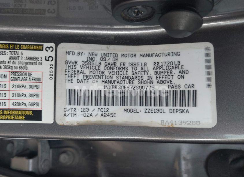 Photo 9 of 2007 Toyota Corolla S (VIN 1NXBR30E87Z800779)