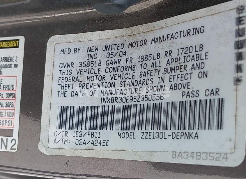 Photo 9 of 2005 Toyota Corolla LE (VIN 1NXBR30E95Z350556)