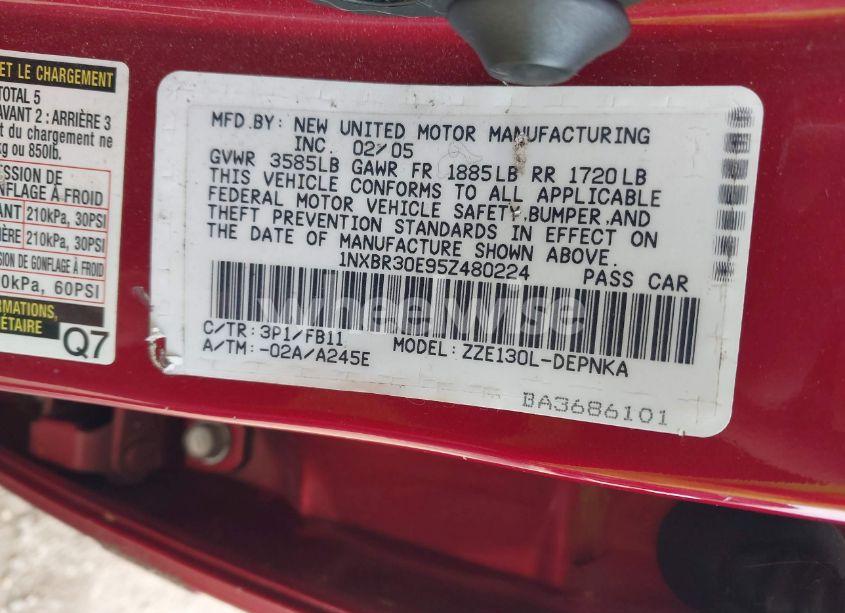 Photo 9 of 2005 Toyota Corolla LE (VIN 1NXBR30E95Z480224)