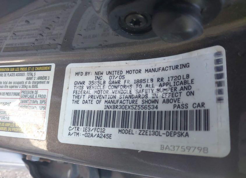 Photo 9 of 2005 Toyota Corolla S (VIN 1NXBR30EX5Z556534)