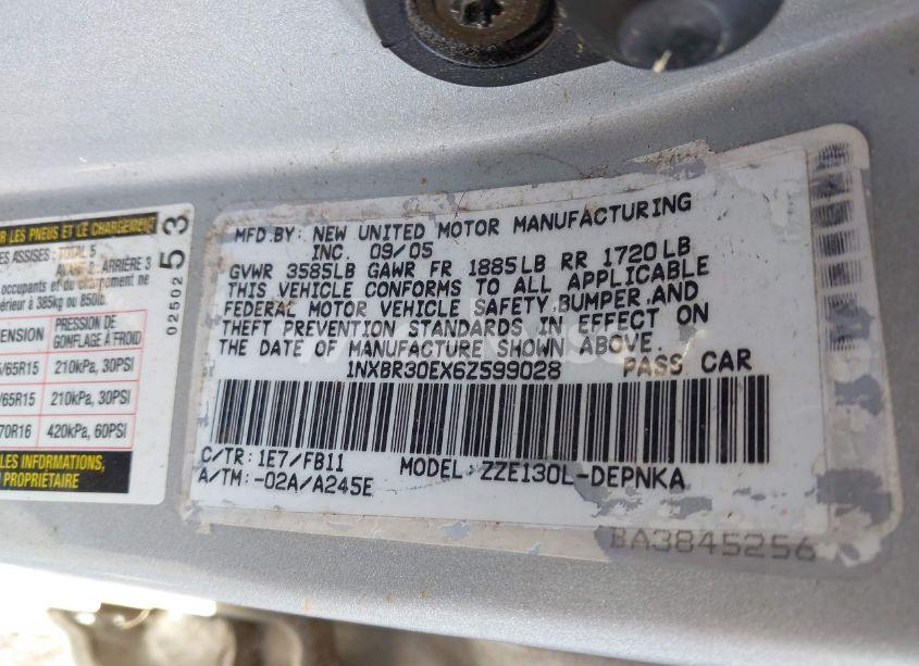 Photo 9 of 2006 Toyota Corolla LE (VIN 1NXBR30EX6Z599028)