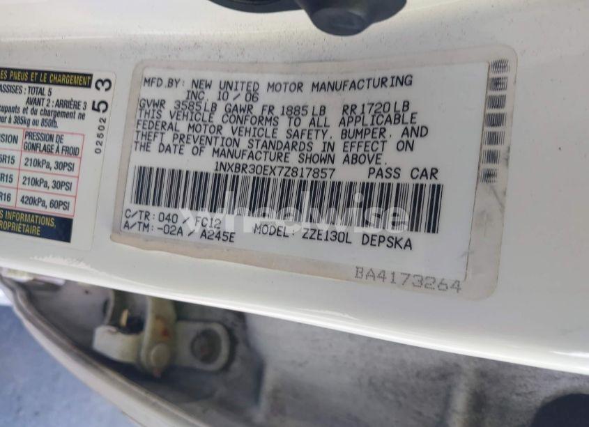 Photo 9 of 2007 Toyota Corolla S (VIN 1NXBR30EX7Z817857)