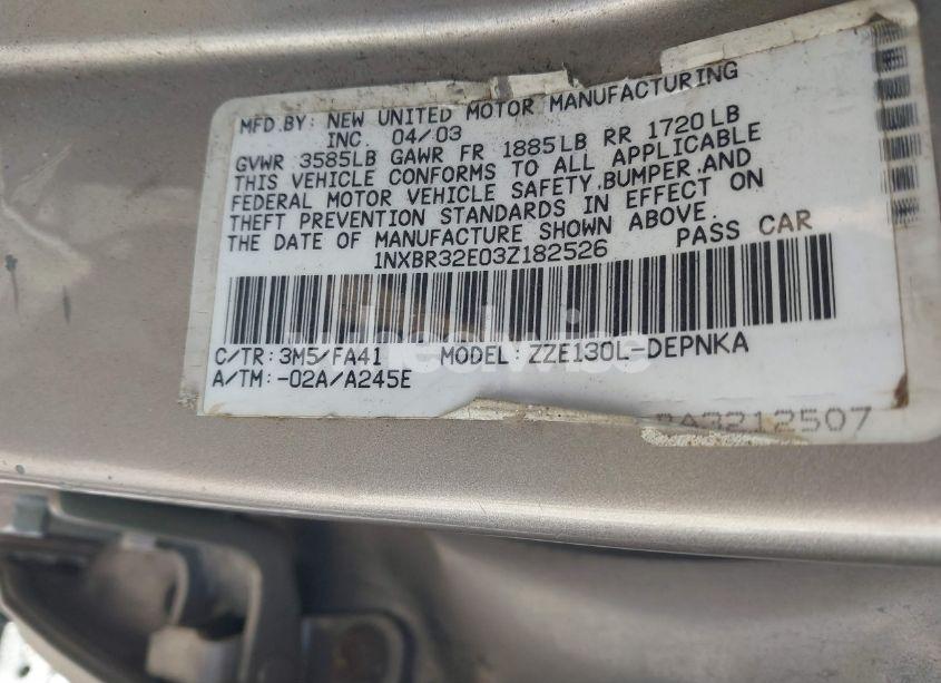 Photo 9 of 2003 Toyota Corolla LE (VIN 1NXBR32E03Z182526)