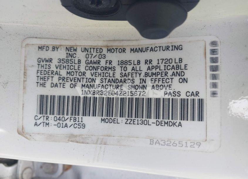 Photo 9 of 2004 Toyota Corolla CE (VIN 1NXBR32E04Z215672)