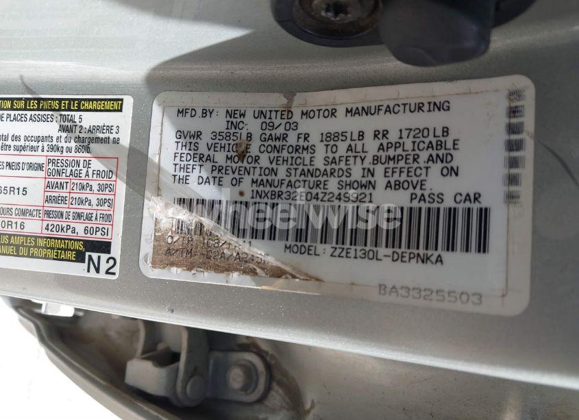 Photo 9 of 2004 Toyota Corolla LE (VIN 1NXBR32E04Z249921)