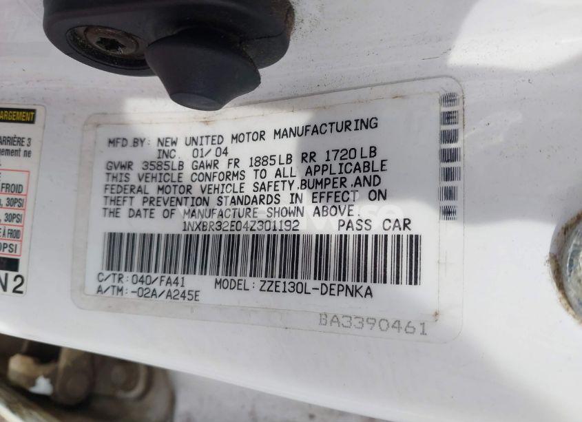 Photo 9 of 2004 Toyota Corolla LE (VIN 1NXBR32E04Z301192)